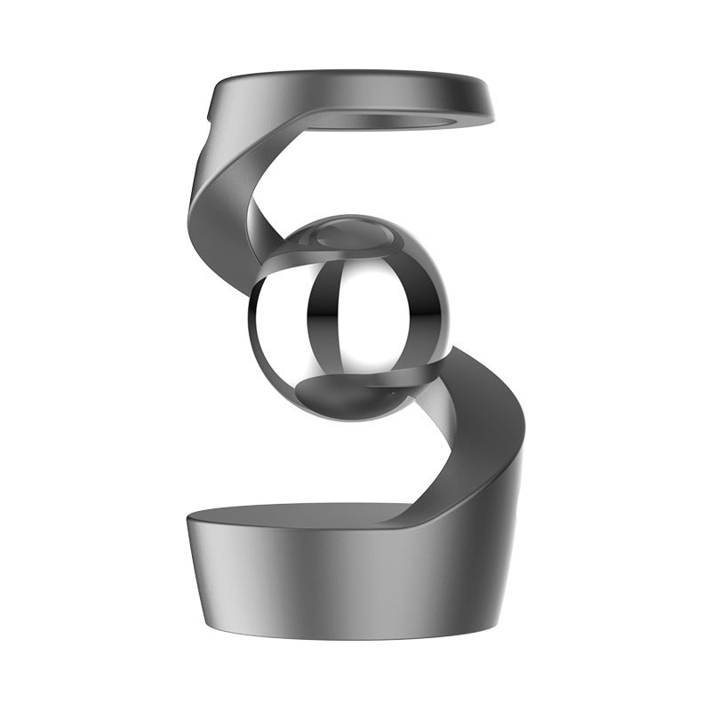 Kinetic levitating gyroscope desk ornament grey with silver beads