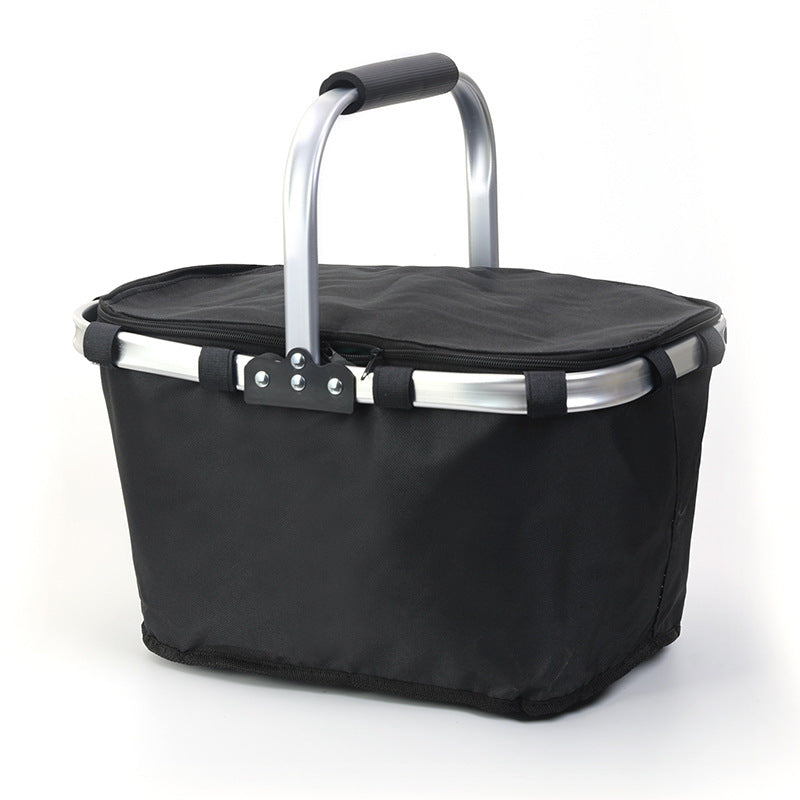 Foldable Insulated Picnic Basket With Zipper Lid & Handle - Modern Minimalist Large Capacity Thermal