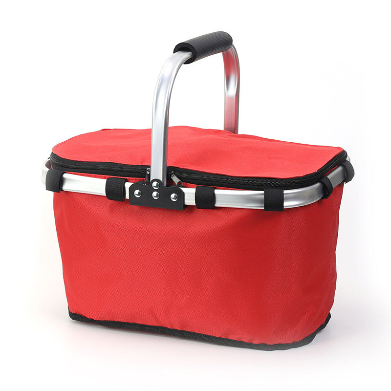 Foldable Insulated Picnic Basket With Zipper Lid & Handle - Modern Minimalist Large Capacity Thermal