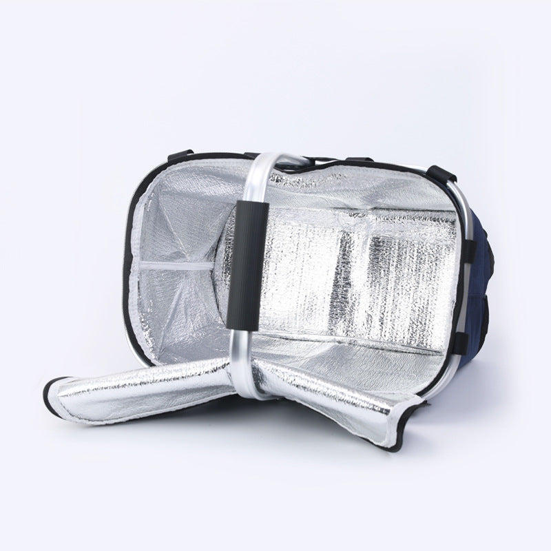 Foldable Insulated Picnic Basket With Zipper Lid & Handle - Modern Minimalist Large Capacity Thermal