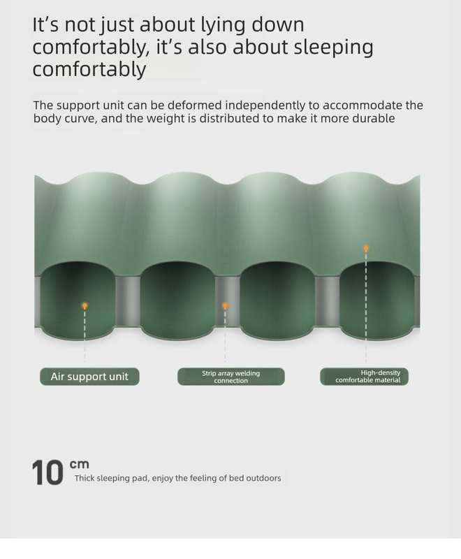 Healy Air Mattress Double, Outdoor Camping, Green and Grey
