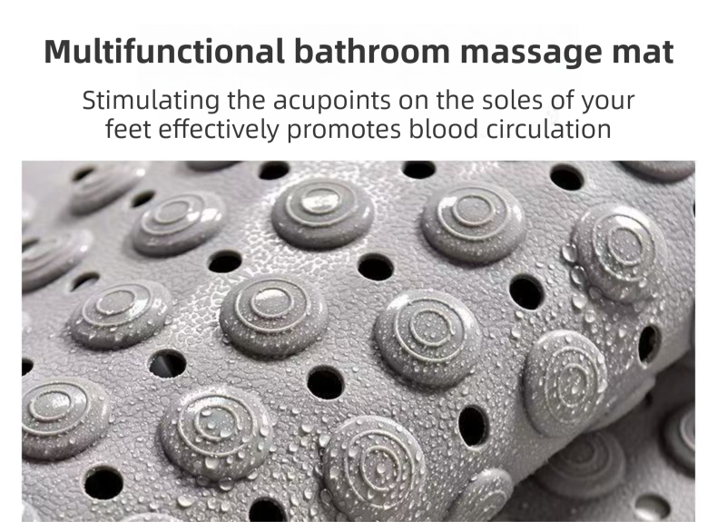 Underside of the khaki bath mat showing dense non slip suction cups