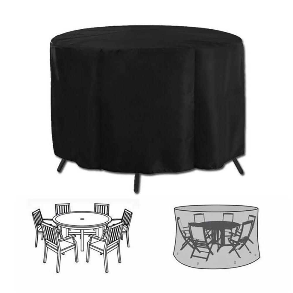 Round Table and Lounge Chair Cover Set, Black 230cm 2pcs
