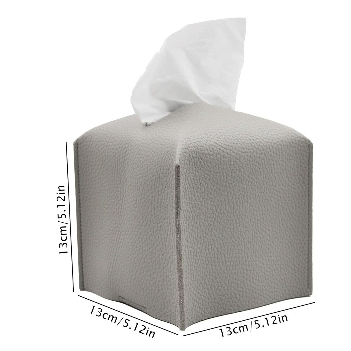 Grey PU leather foldable tissue box cover holding a paper roll
