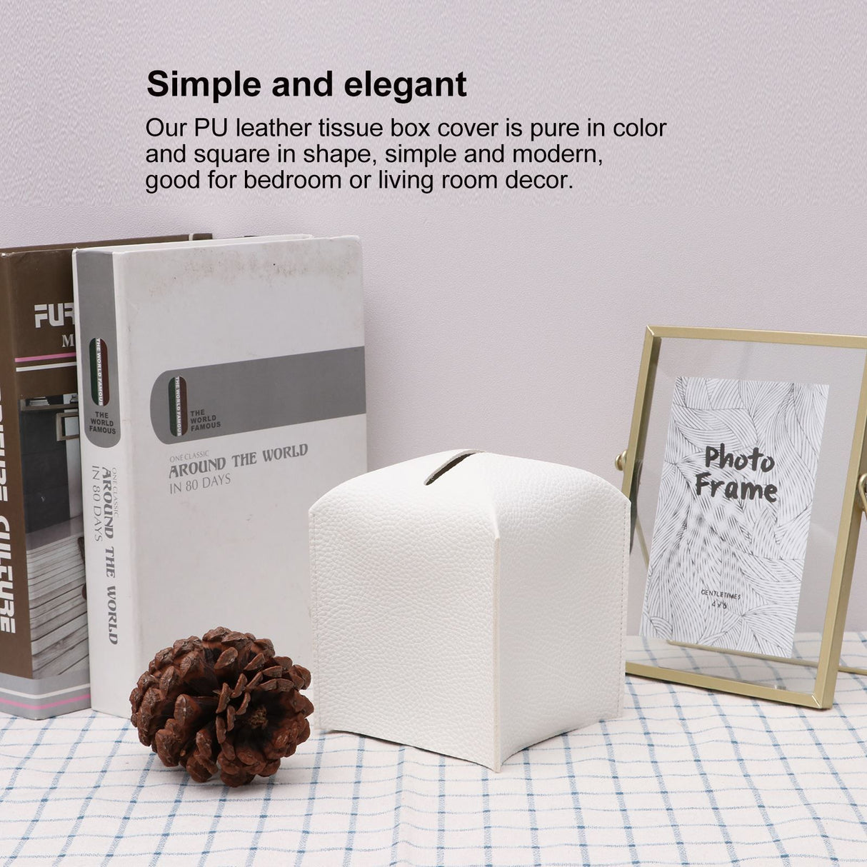 Two grey leather look roll paper holders shown together as a pack