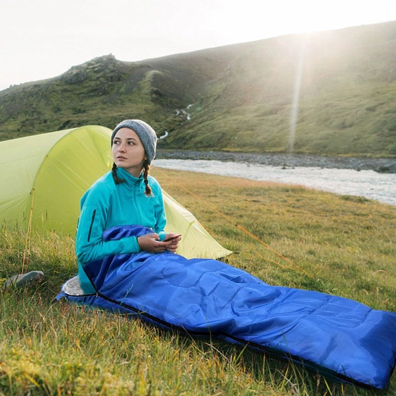 Envelope Camping Sleeping Bag, 0°C, 210x75cm, Navy Blue