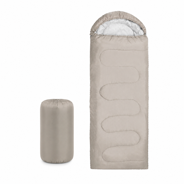 Envelope Camping Sleeping Bag, 0°C, 210x75cm, Beige