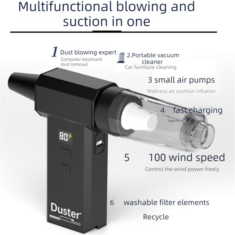 Stuttgart Handheld Vacuum and Blower, Cordless, 8000Pa, Black