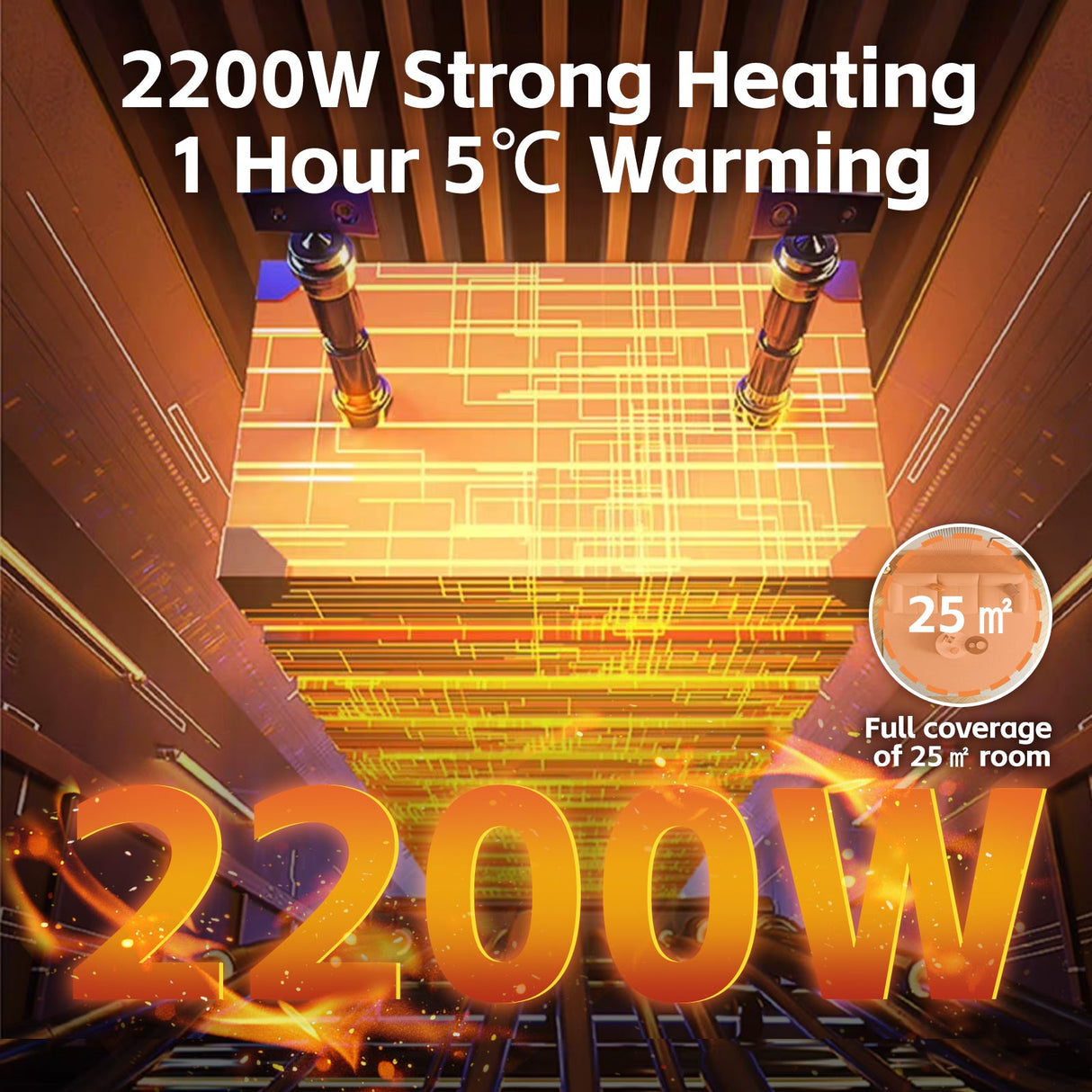 Side profile of the heater showing its slim 13 cm depth