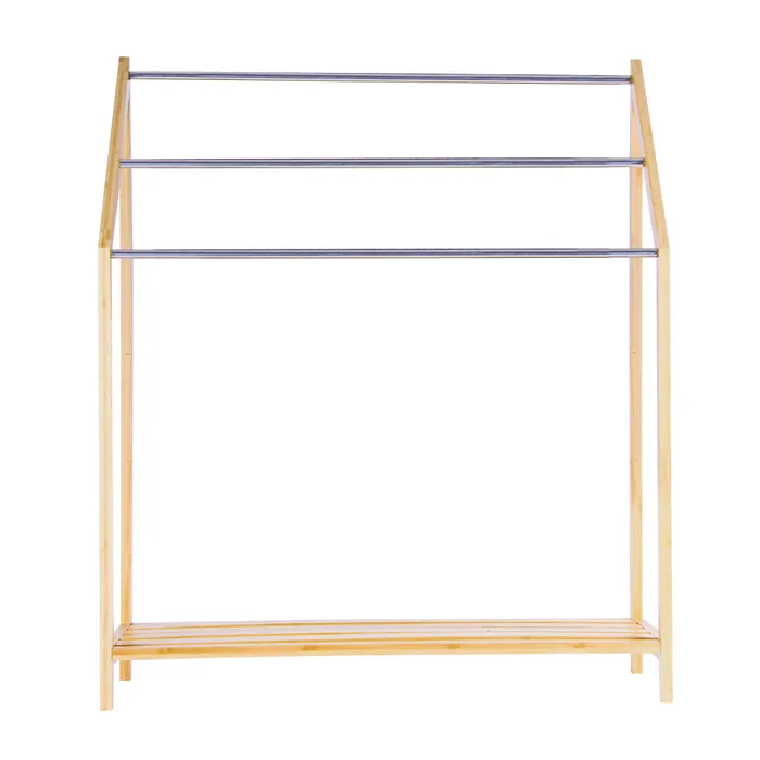 85cm 3-Tier Bamboo and Metal Freestanding Towel Rack — Elegant Bathroom Design — Allure Home Collections
