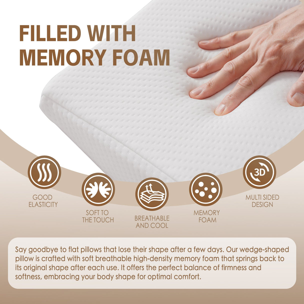 Clevinger Memory Foam Bed Wedge Back Support Pillow — Allure Home Collections