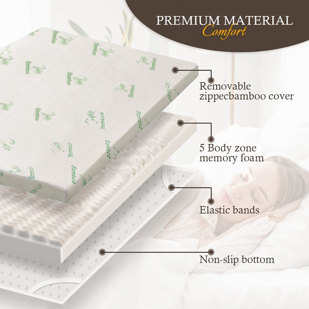 4cm Bamboo Memory Foam Mattress Topper — Double, High-Density Breathable — Allure Home Collections