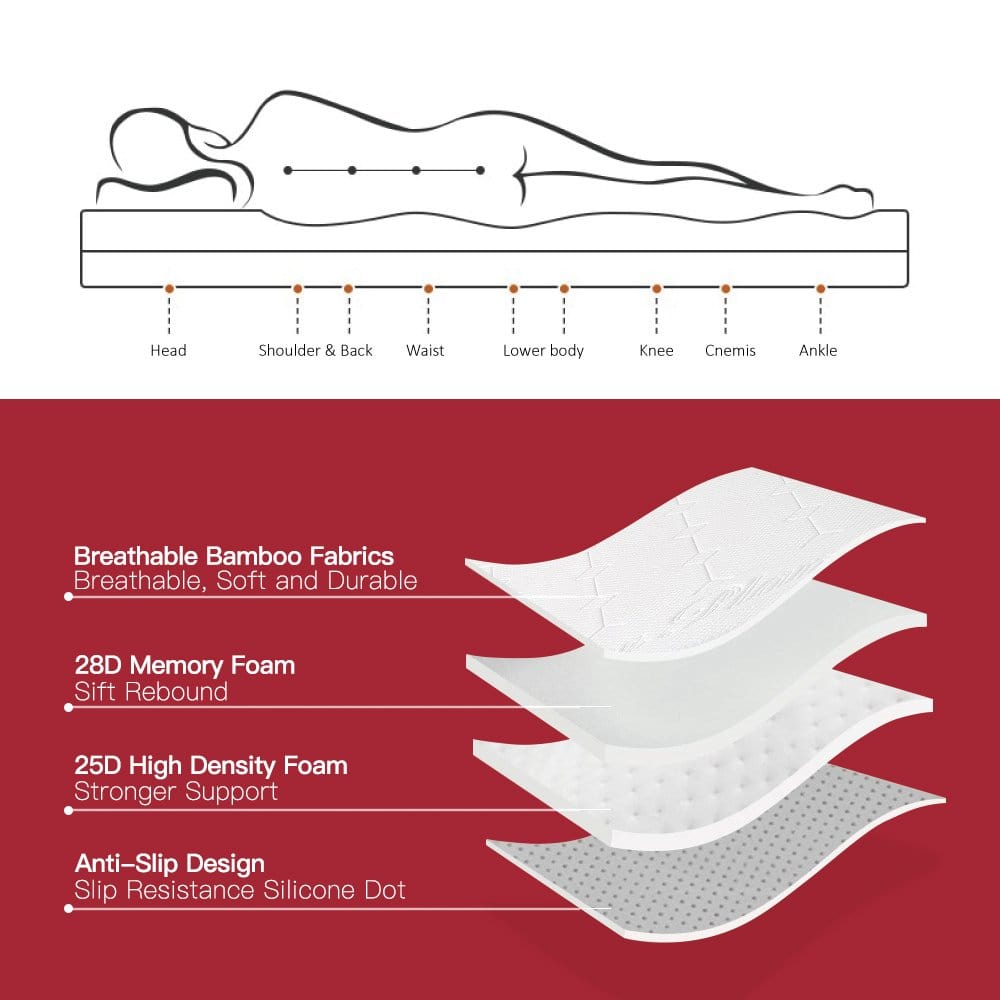 8cm Bamboo Memory Foam Mattress Topper — High-Density, Breathable — Allure Home Collections