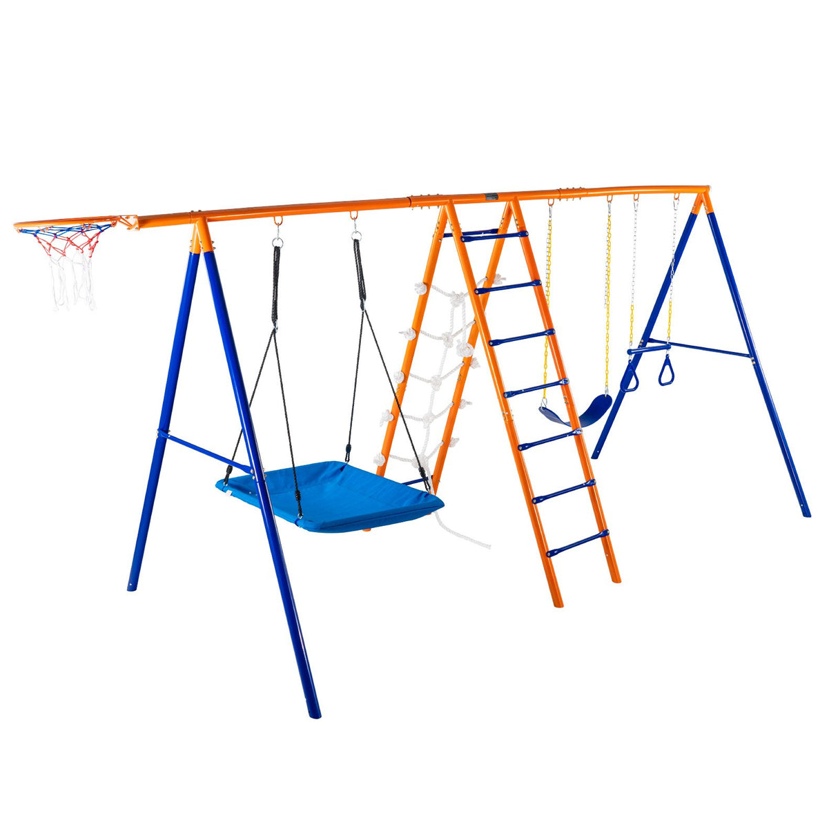 Six in one backyard metal swing set outdoors