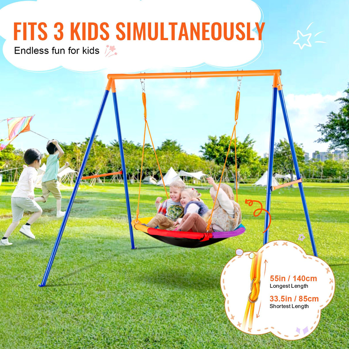 Saucer Swing Set with A Frame Steel Stand