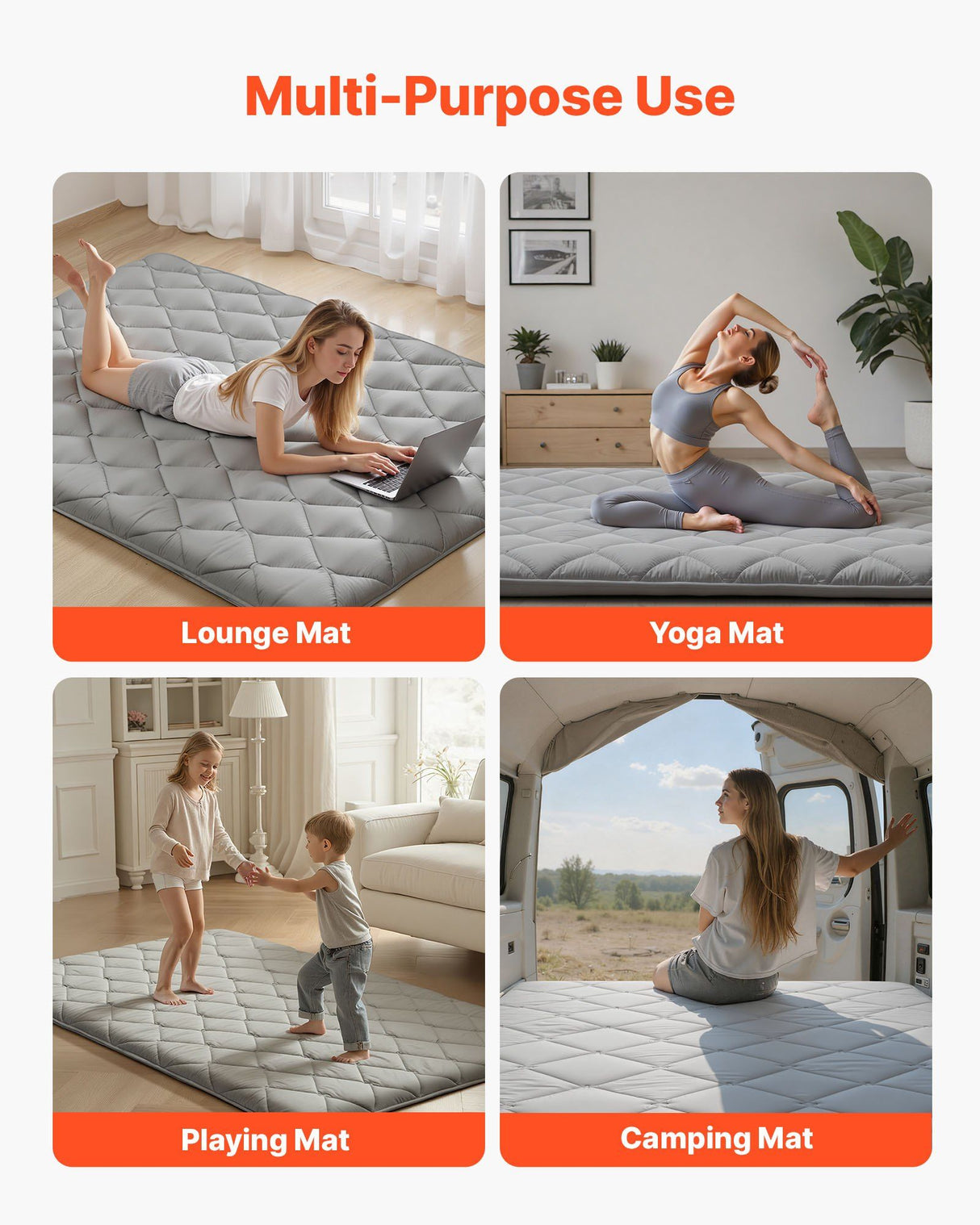 Mission Beach Foldable Tatami Mattress, Grey
