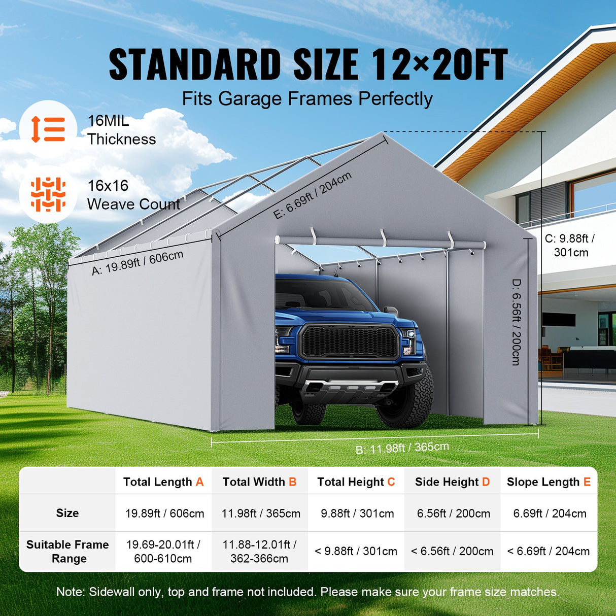 Close up of the dual zipper on the carport side wall door panel