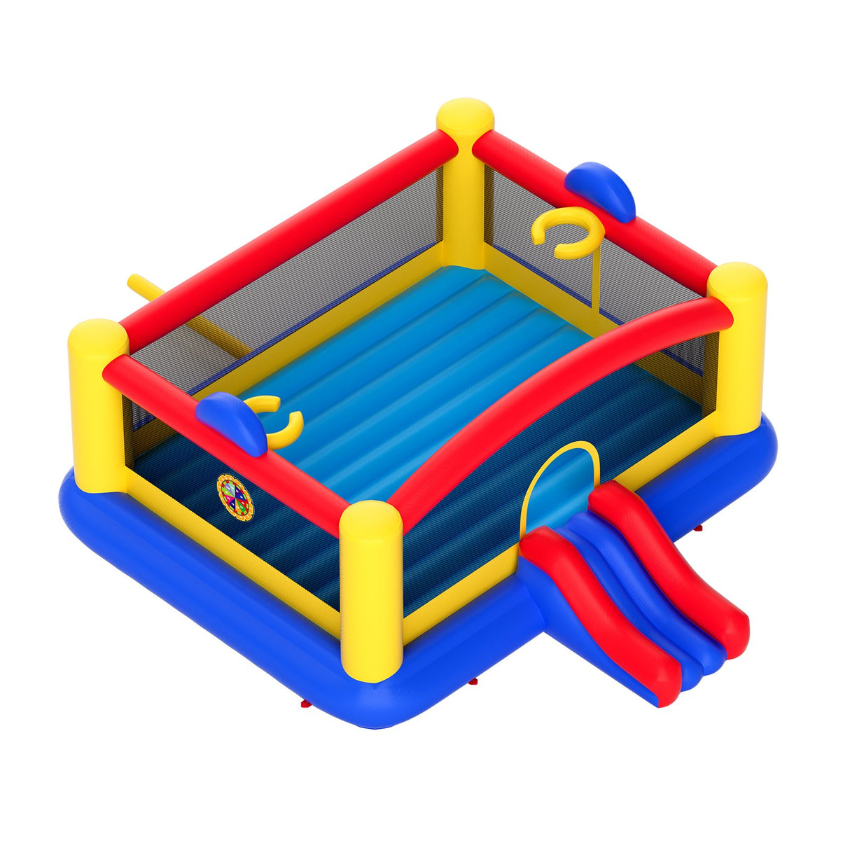 Children playing in the inflatable bounce house