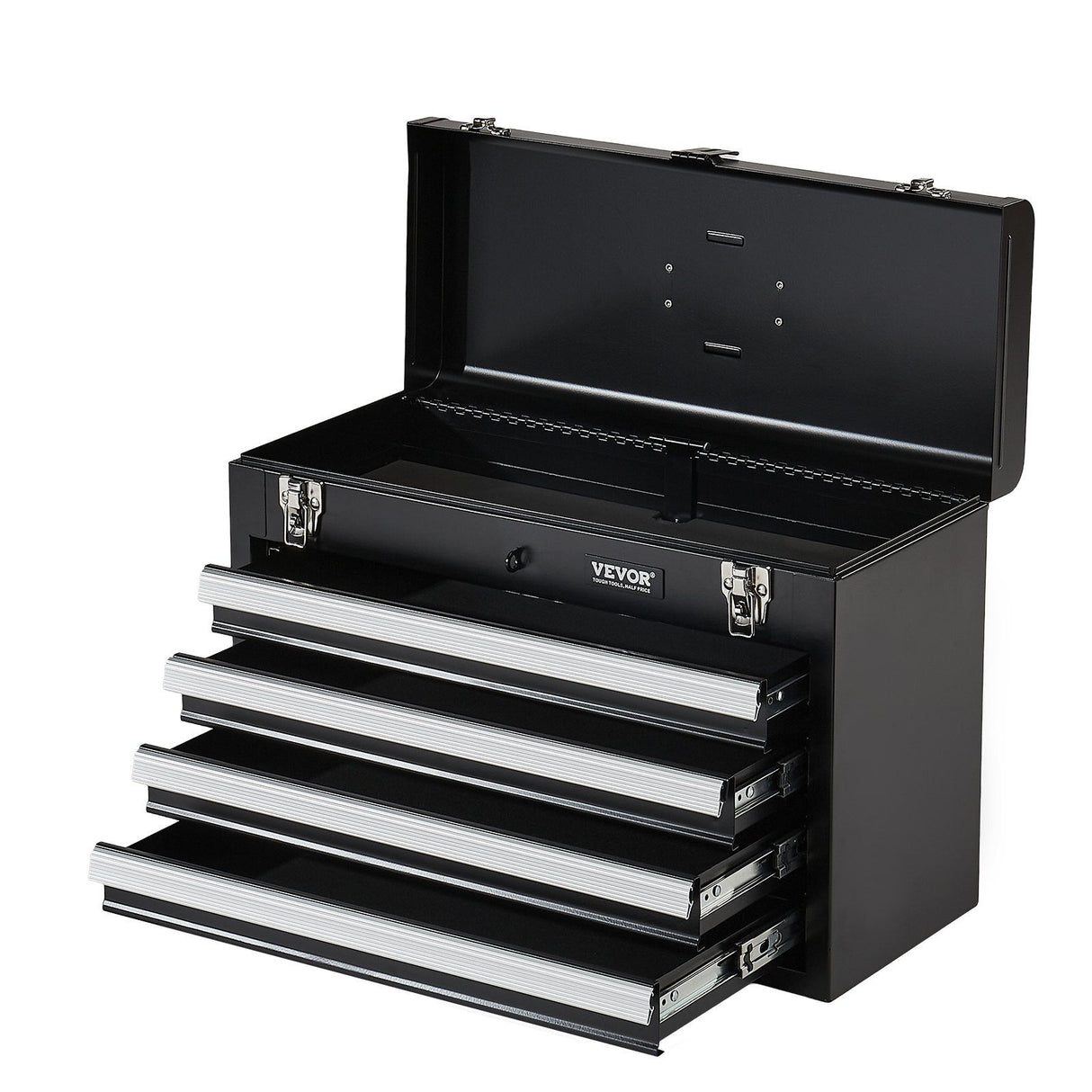 Portable Metal Tool Box 20.5 Inch 3 Drawer Black