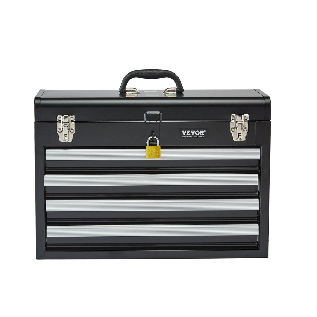 Portable Metal Tool Box 20.5 Inch 3 Drawer Black