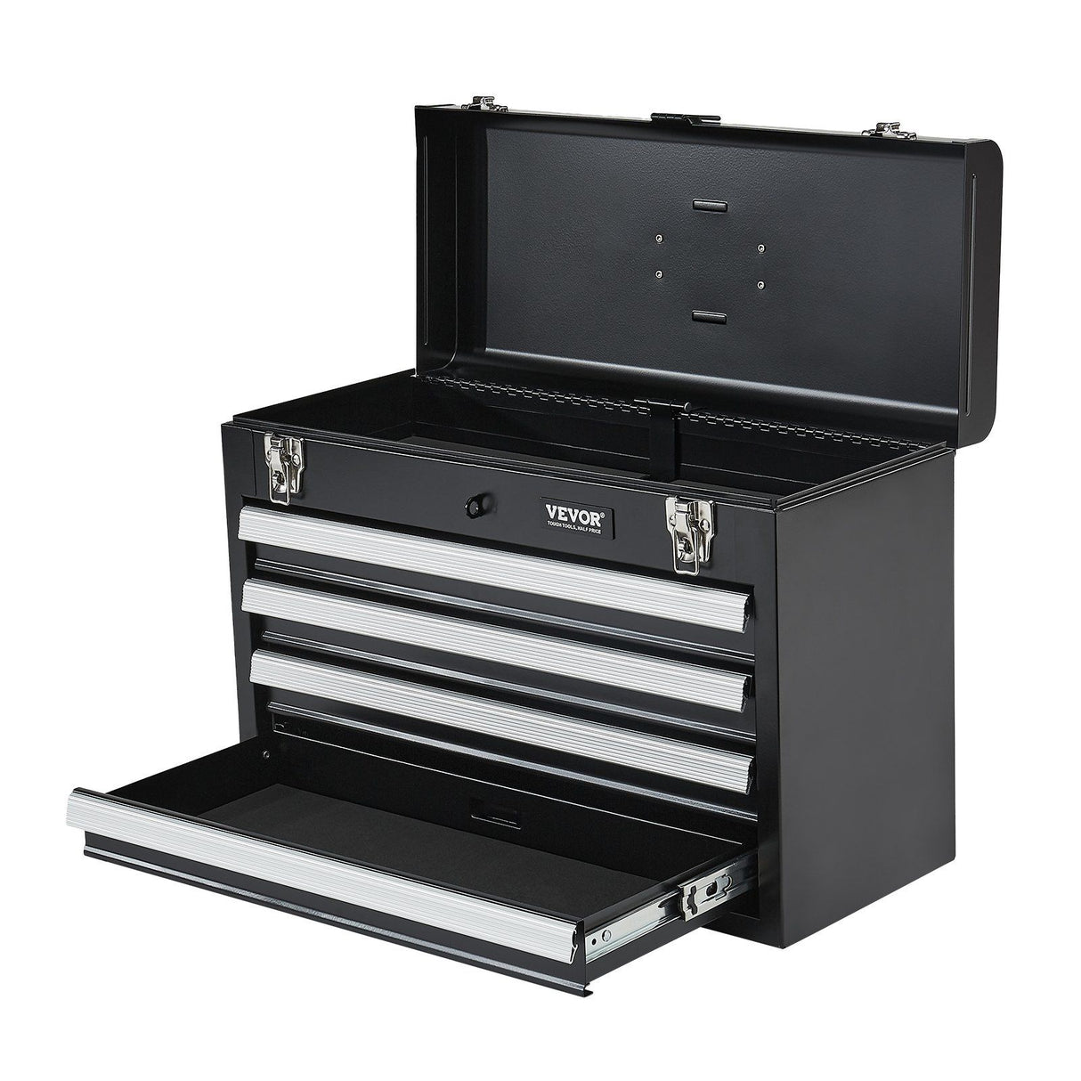 Portable Metal Tool Box 20.5 Inch 3 Drawer Black