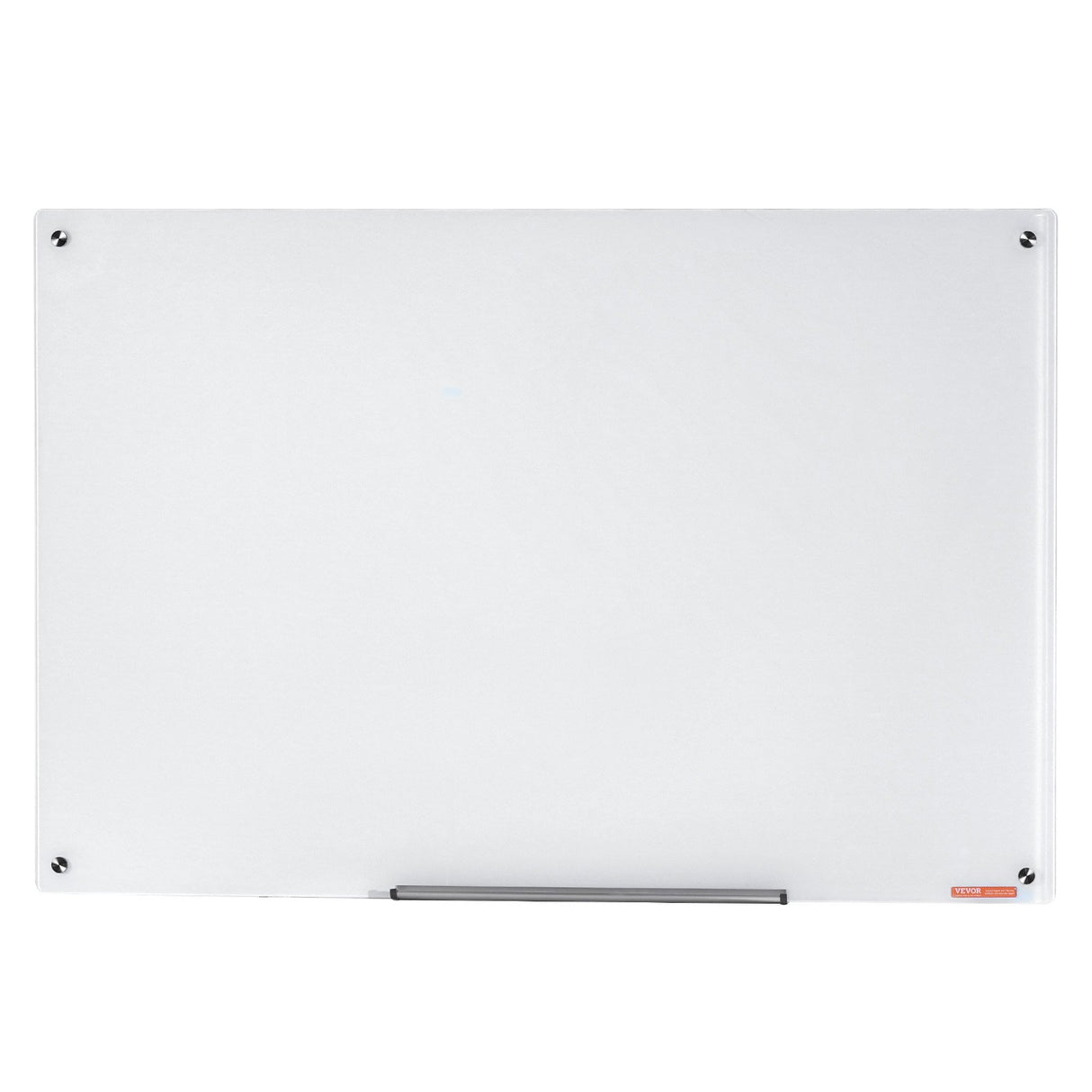 Glass whiteboard in use in a home office above a desk