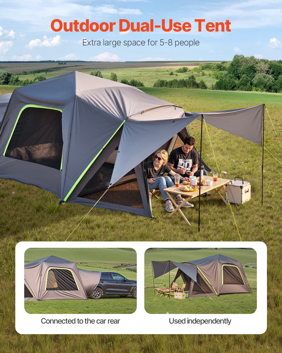 Baena SUV Camping Tent, 3 x 3m, 5 to 8 Person, Waterproof