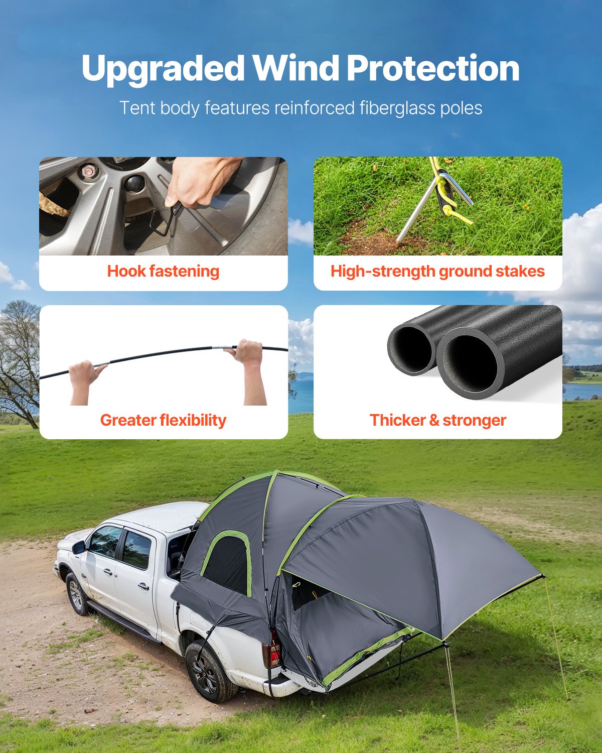 Ricken Pickup Truck Bed Tent, 8.0 to 8.2ft, 2 to 3 Person