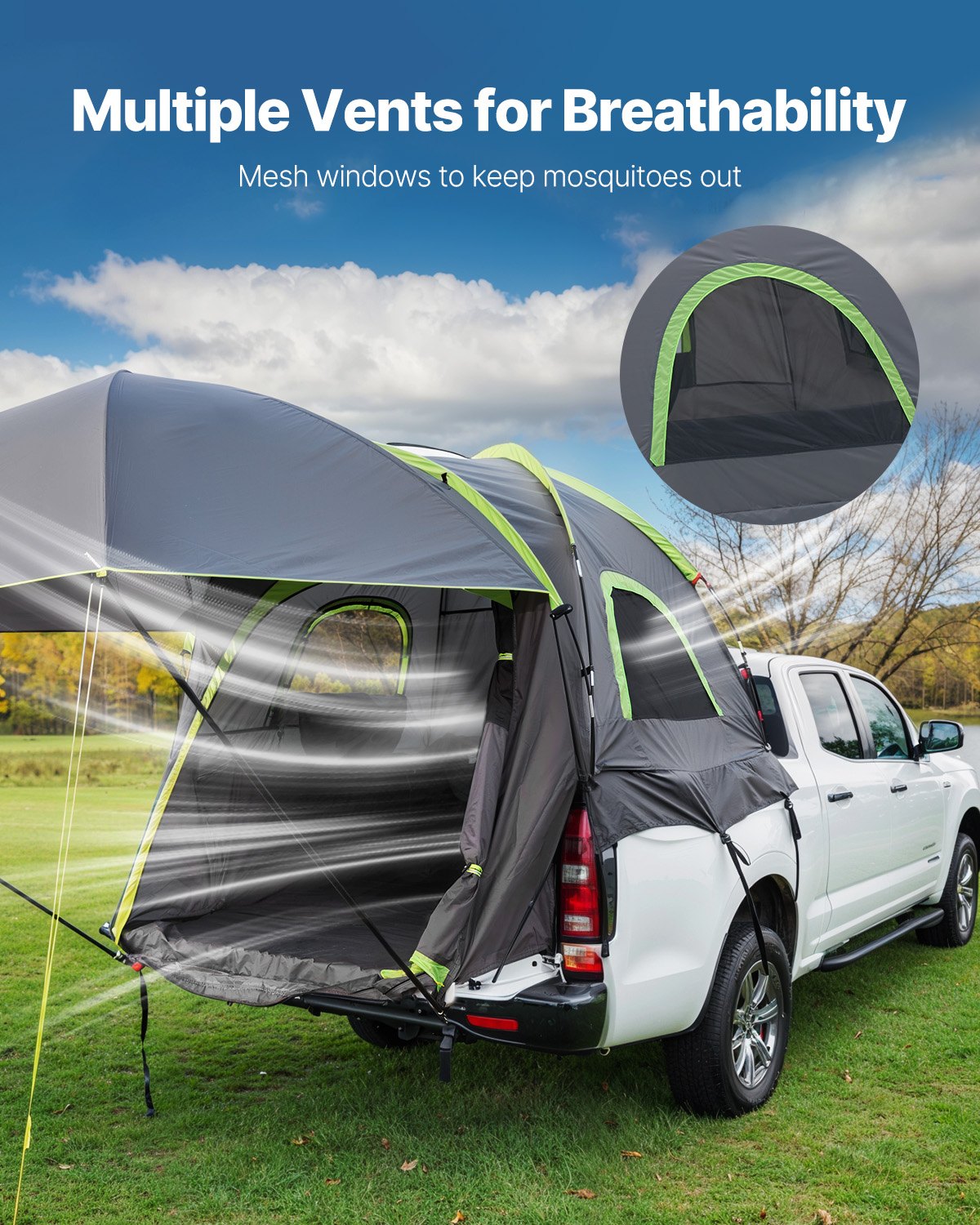 Ricken Pickup Truck Bed Tent, 8.0 to 8.2ft, 2 to 3 Person