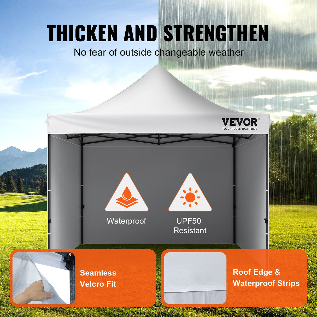 Pop up gazebo with sidewalls removed for open air shade over a table
