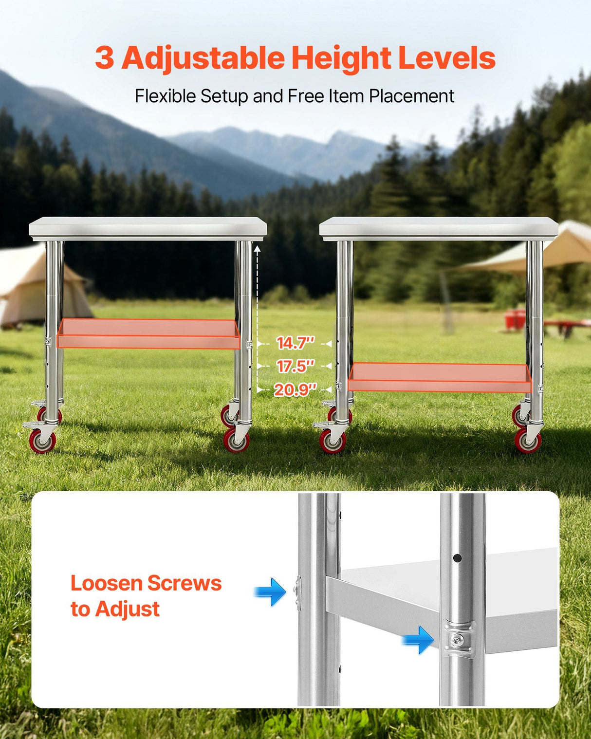 Port Douglas Stainless Steel Work Table, Silver