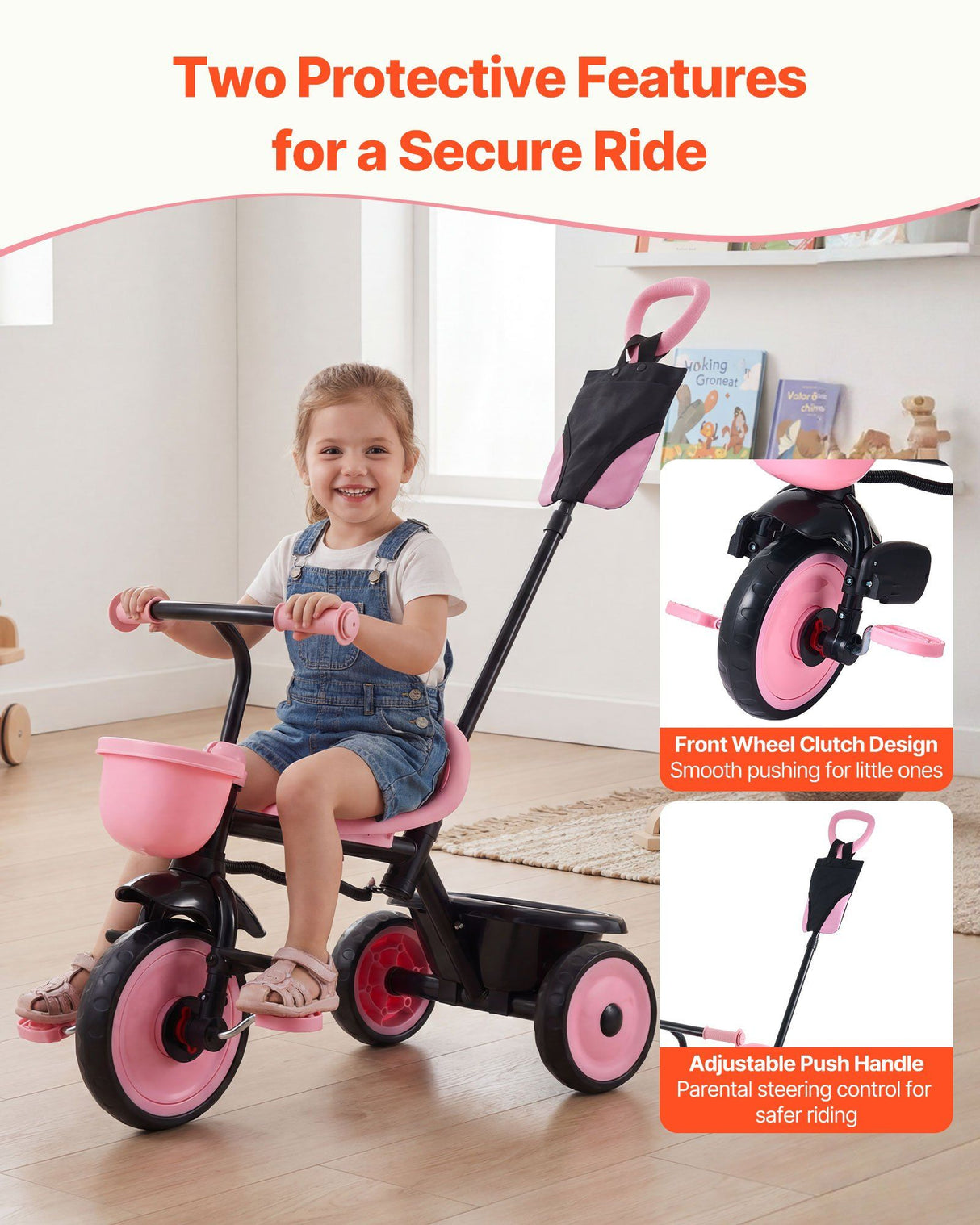 Toddler Tricycle and Stroller with Parent Push Handle - view 3