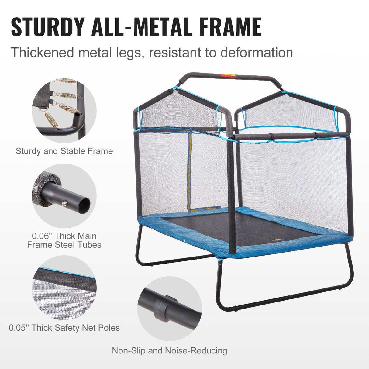 Tanby Mini Trampoline with Enclosure and Gymnastics Bar, 6ft