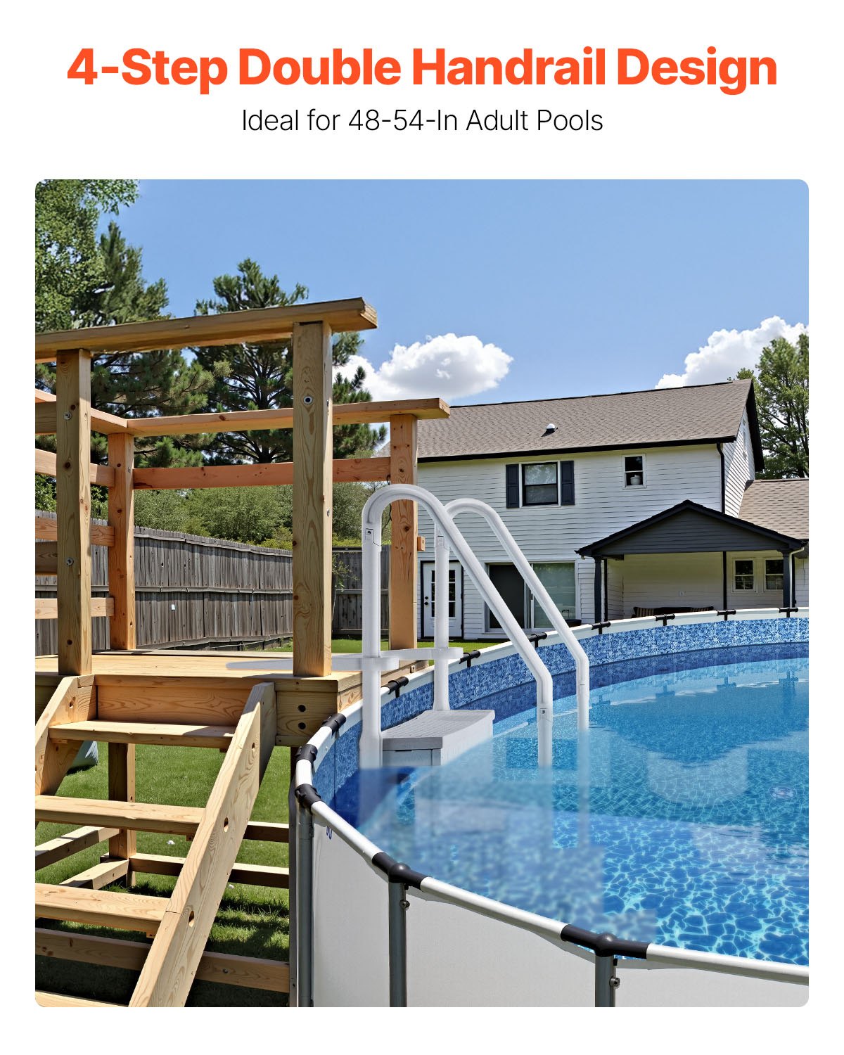 Caldas Pool Ladder, 4 Step Dual Handrail, Grey