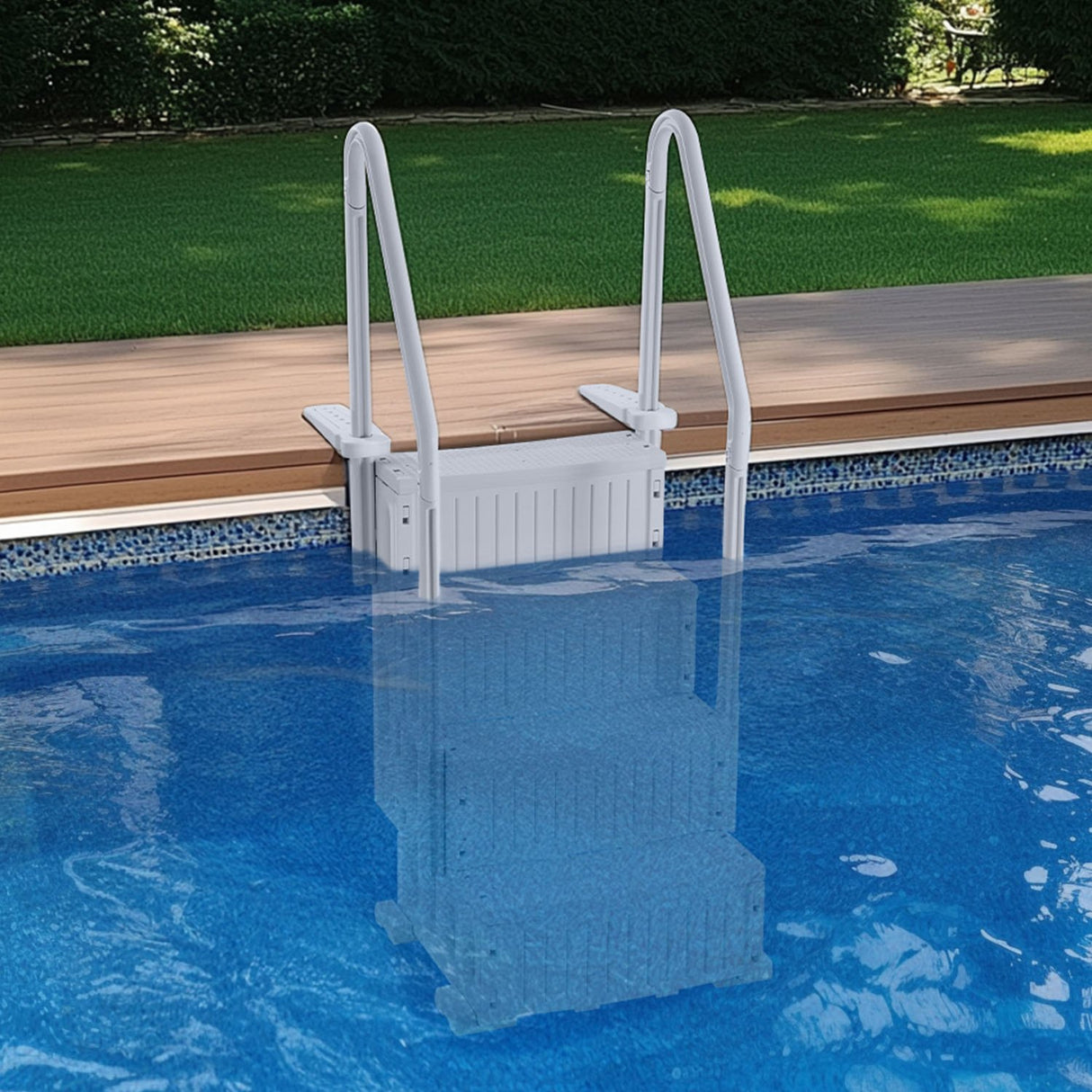 Caldas Pool Ladder, 4 Step Dual Handrail, Grey