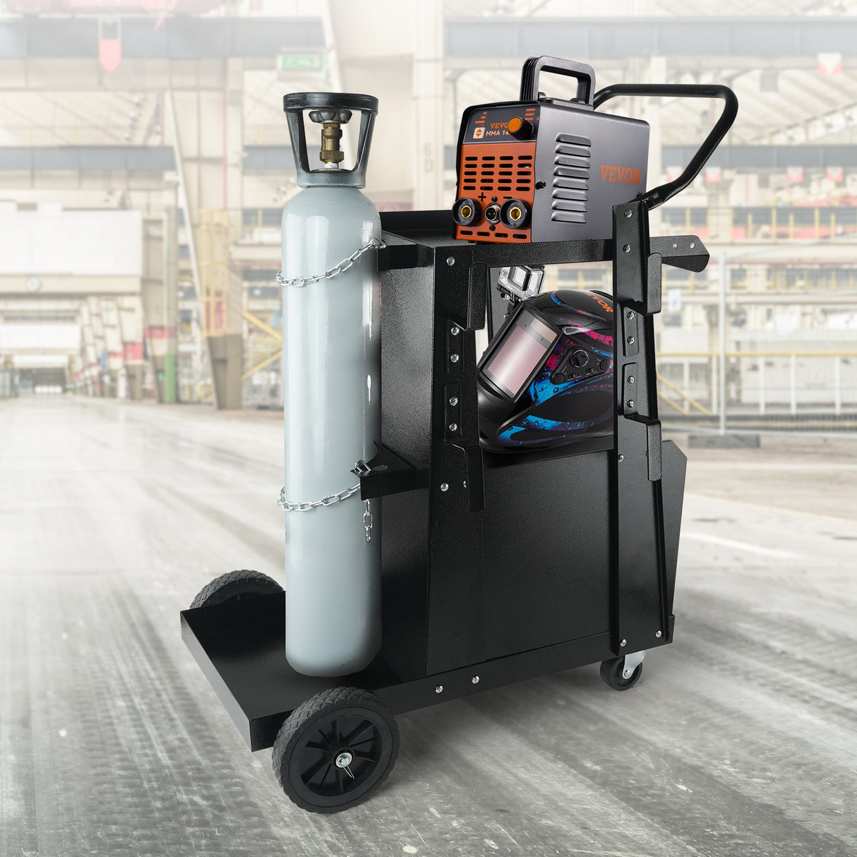 2 Tier Welding Cart with Lockable Cabinet 265lb
