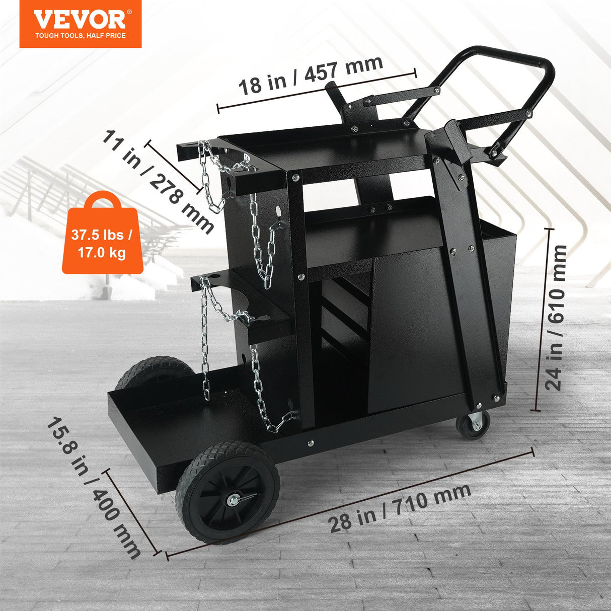 Welding Trolley Cart 2 Tier 4 Drawer With Gas Bottle Storage