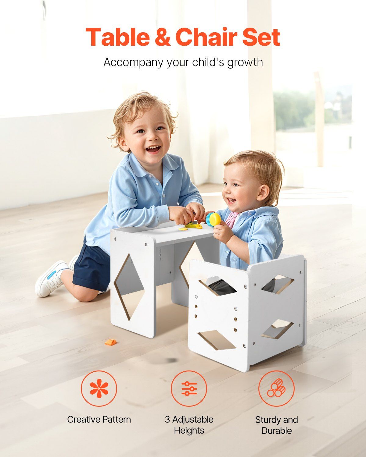 Montessori Weaning Table and Chair Set, White - view 2