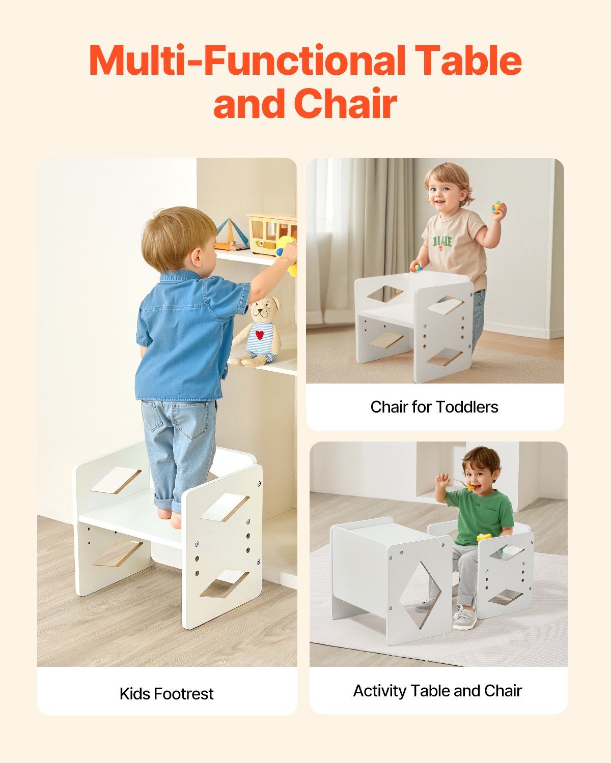Montessori Weaning Table and Chair Set, White - view 6