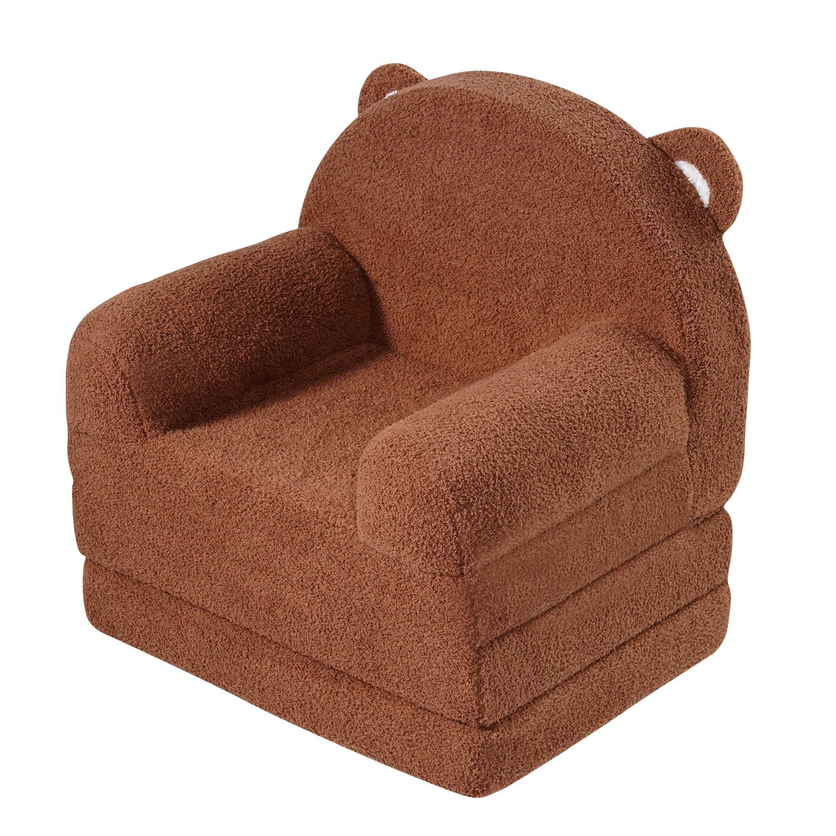 Foldable two in one kids sofa and lounger in brown