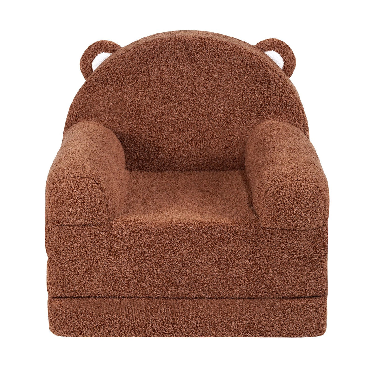 Foldable two in one kids sofa and lounger in brown