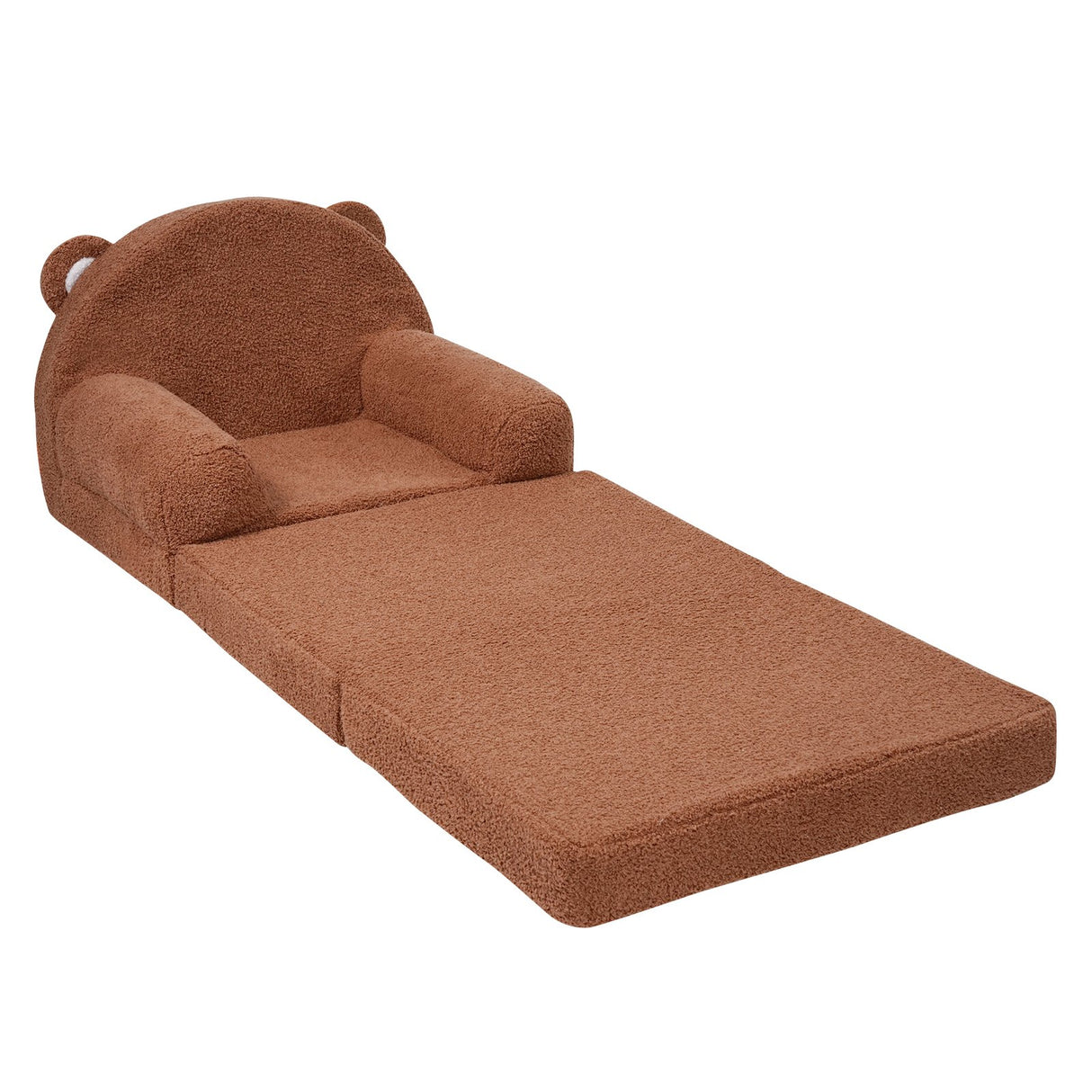 Foldable two in one kids sofa and lounger in brown