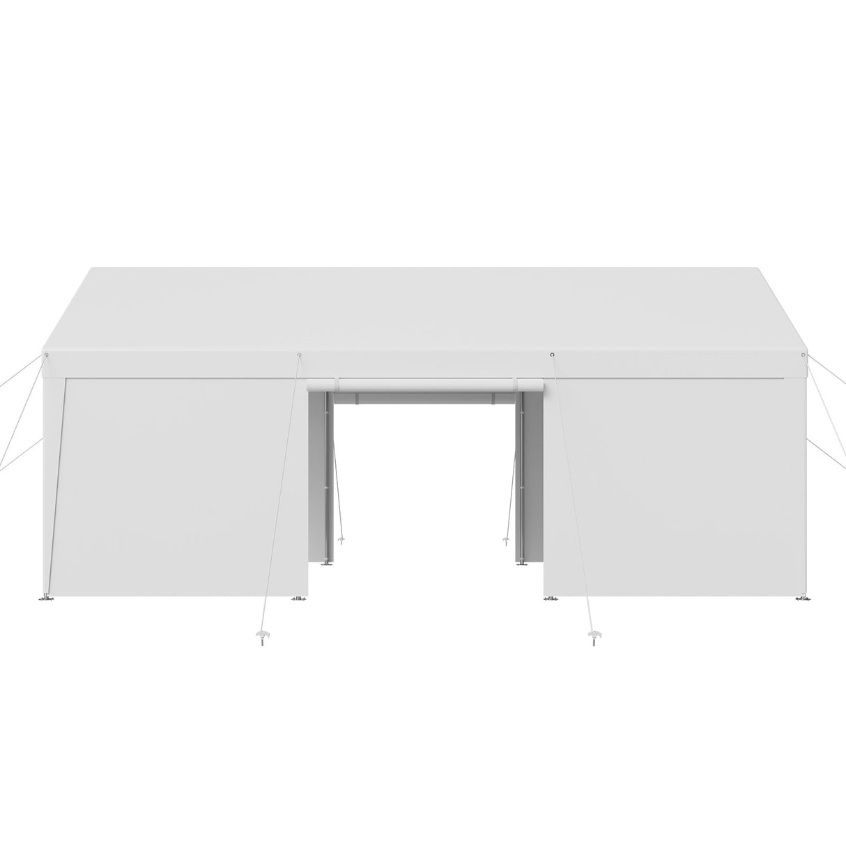 Dimension diagram of the 3 x 6 m white carport with sidewalls