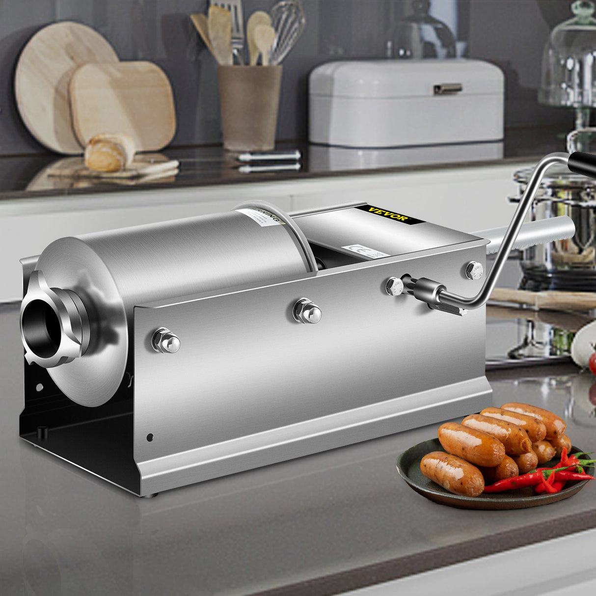 Horizontal sausage stuffer disassembled for cleaning