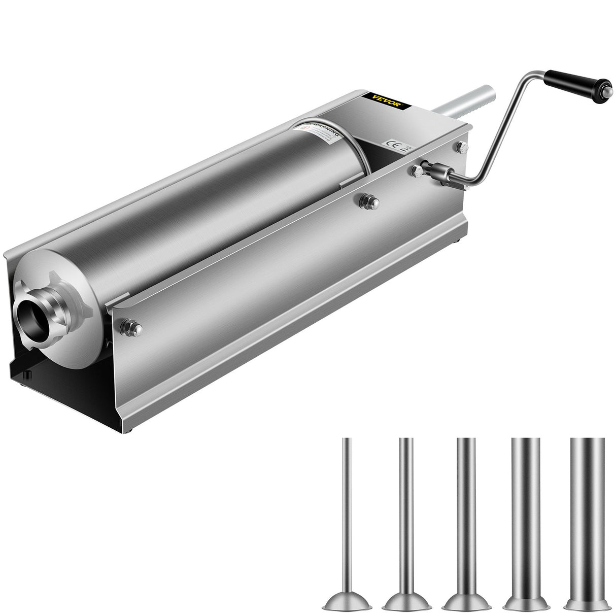 Horizontal manual sausage stuffer, 7 L, in 304 stainless steel with dual speed crank