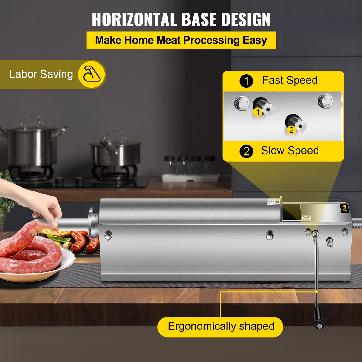 Five stainless steel filling tubes supplied with the 7 L sausage stuffer
