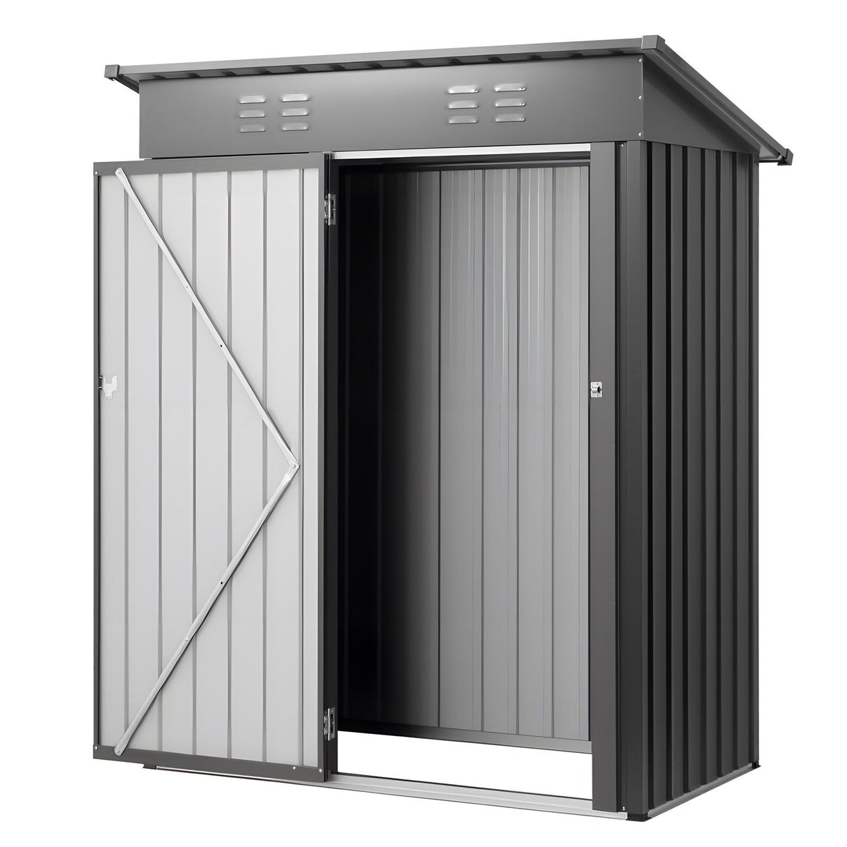 Metal garden shed with lockable door and louvre vents, 153 x 88cm