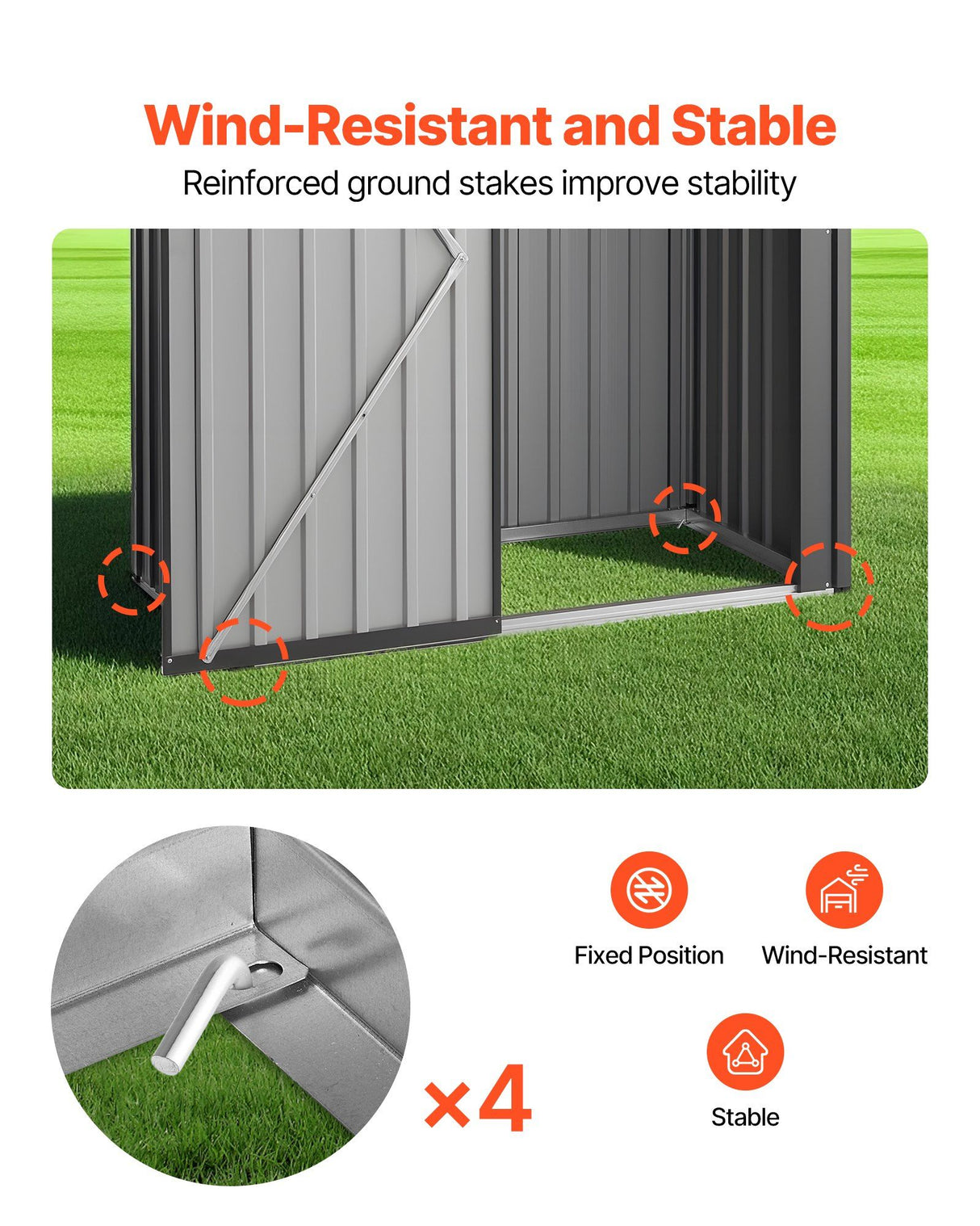 Metal garden shed with lockable door and louvre vents, 153 x 88cm (view 5)