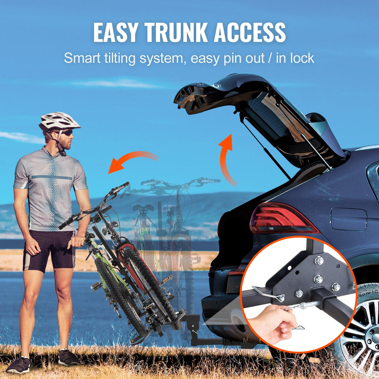Zottegem Folding Hitch Mount Bike Rack, 2 Bike, 160lbs, Black