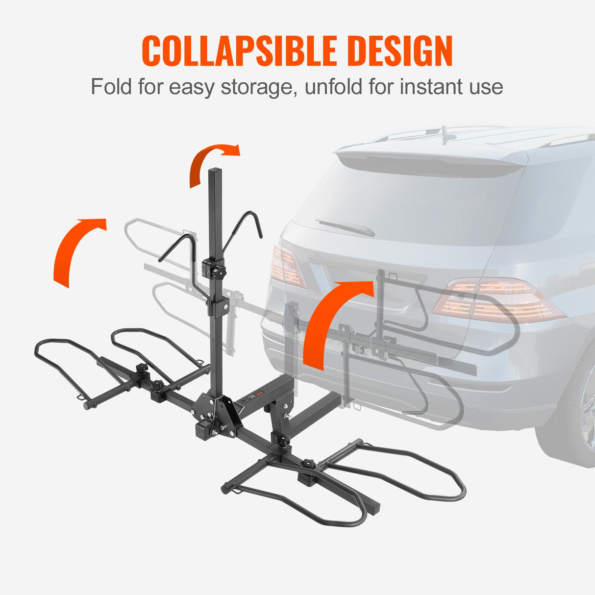 Zottegem Folding Hitch Mount Bike Rack, 2 Bike, 160lbs, Black